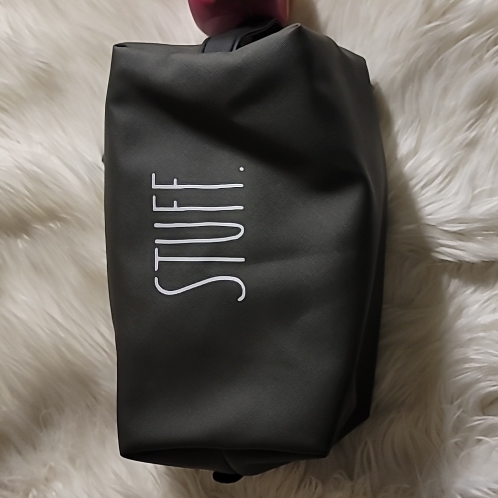 Rae Dunn STUFF Grey Gray Toiletry Bag